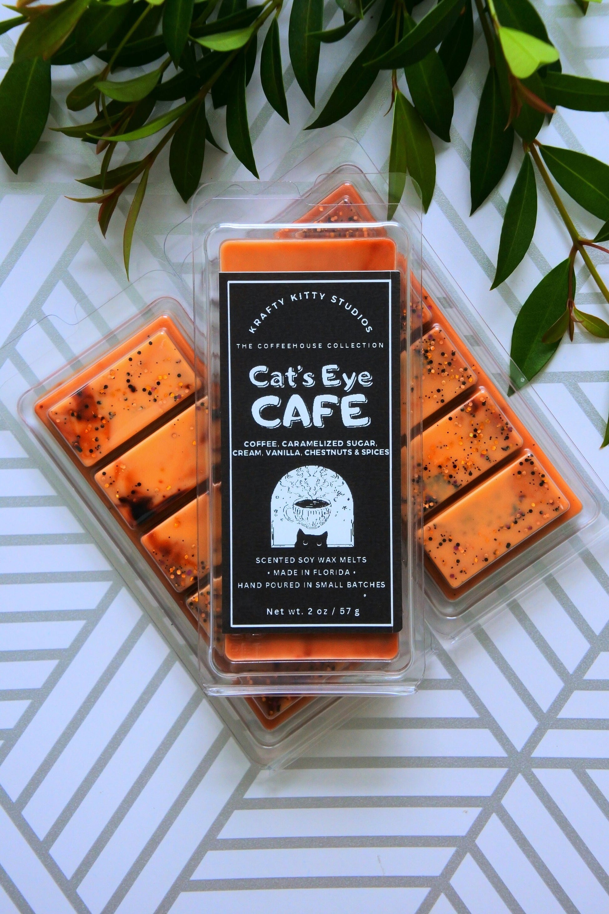 Cat’s Eye Cafe | Coffee, Caramelized Sugar, Cream, Vanilla, Chestnuts & Spices | Soy Wax Melt Snap Bar | Coffeehouse Collection