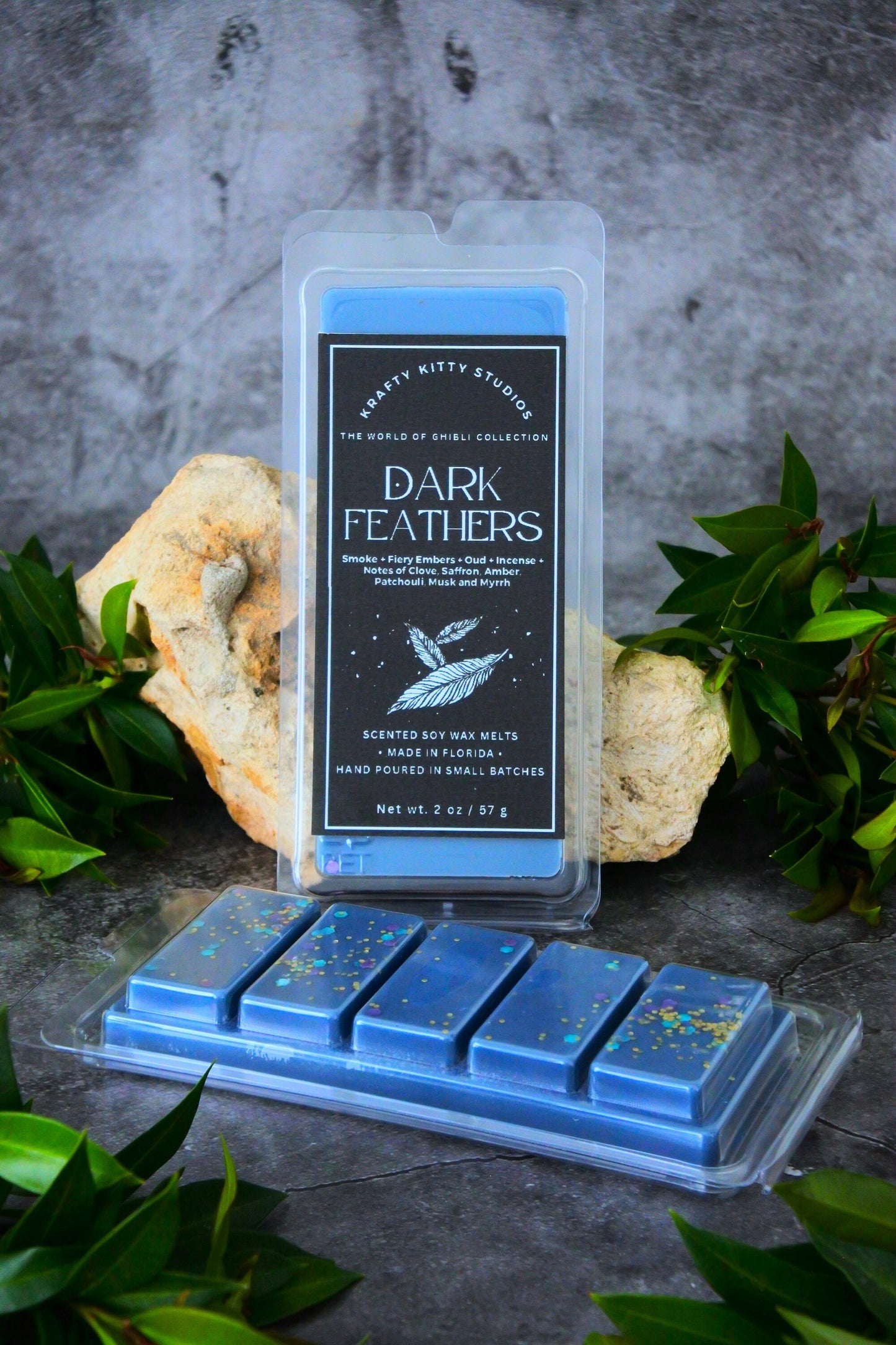 Dark Feathers | Smoke + Fiery Embers + Oud + Incense + Dark Musk | Natural Soy Wax Melt Snap Bar