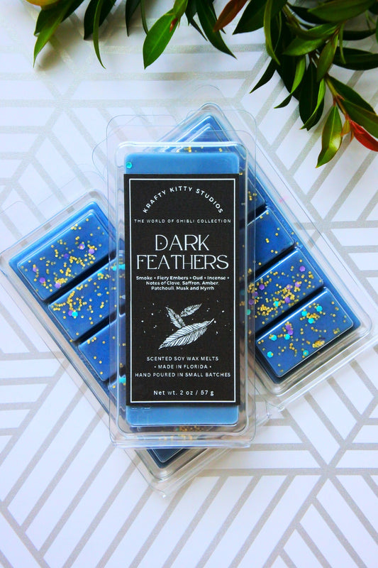 Dark Feathers | Smoke + Fiery Embers + Oud + Incense + Dark Musk | Natural Soy Wax Melt Snap Bar