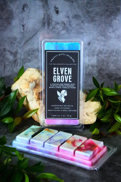 Elven Grove | Pine + Mystical Notes of Berries, Spices, Citrus, Vanilla & Musk | Natural Soy Wax Melt Snap Bar | Realmscents Collection