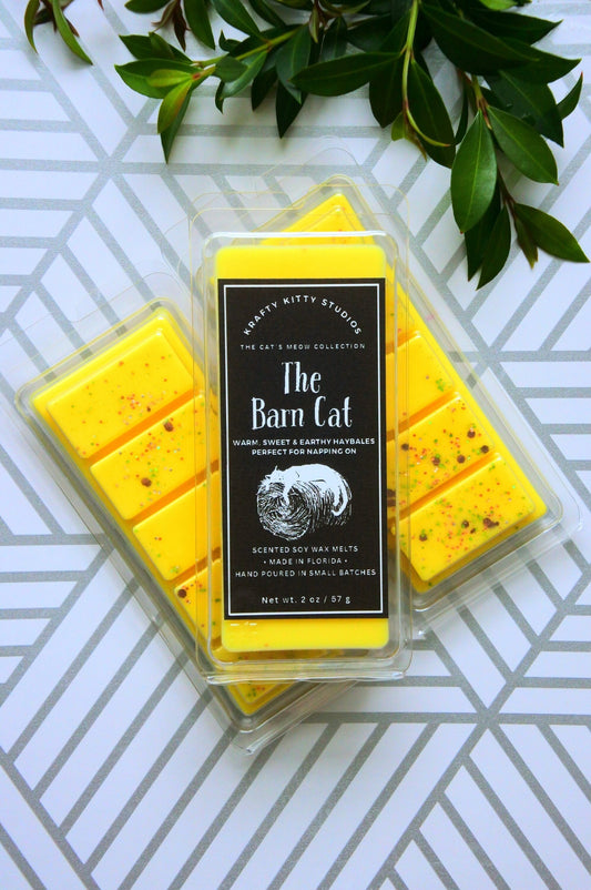 The Barn Cat | Fresh & Sweet Haybales + Notes of Warm Earth | Soy Wax Melt Snap Bar | Cat’s Meow Collection