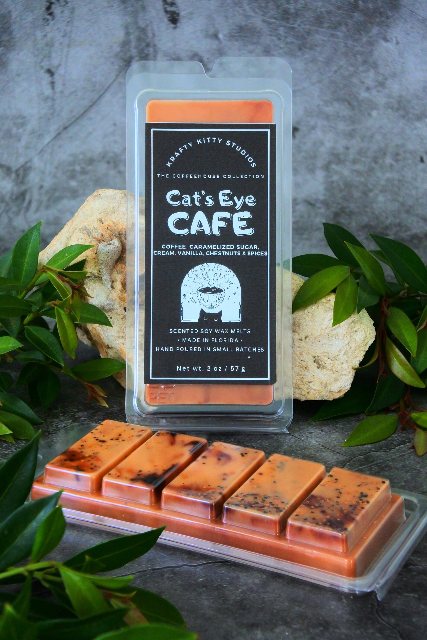 Cat’s Eye Cafe | Coffee, Caramelized Sugar, Cream, Vanilla, Chestnuts & Spices | Soy Wax Melt Snap Bar | Coffeehouse Collection