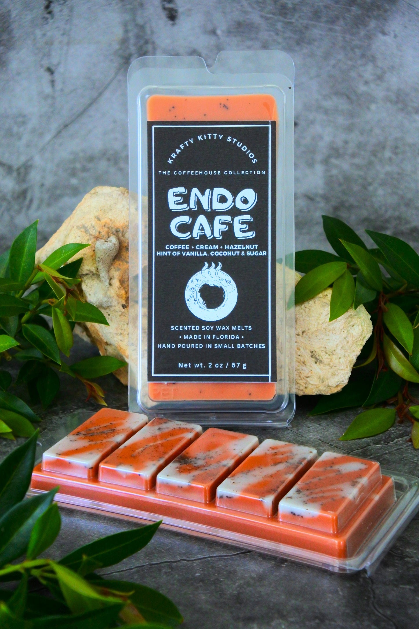 Endo Cafe | Coffee + Cream + Hazelnut + Hint of Vanilla, Coconut & Sugar | Natural Soy Wax Melt Snap Bar | Coffeehouse Collection