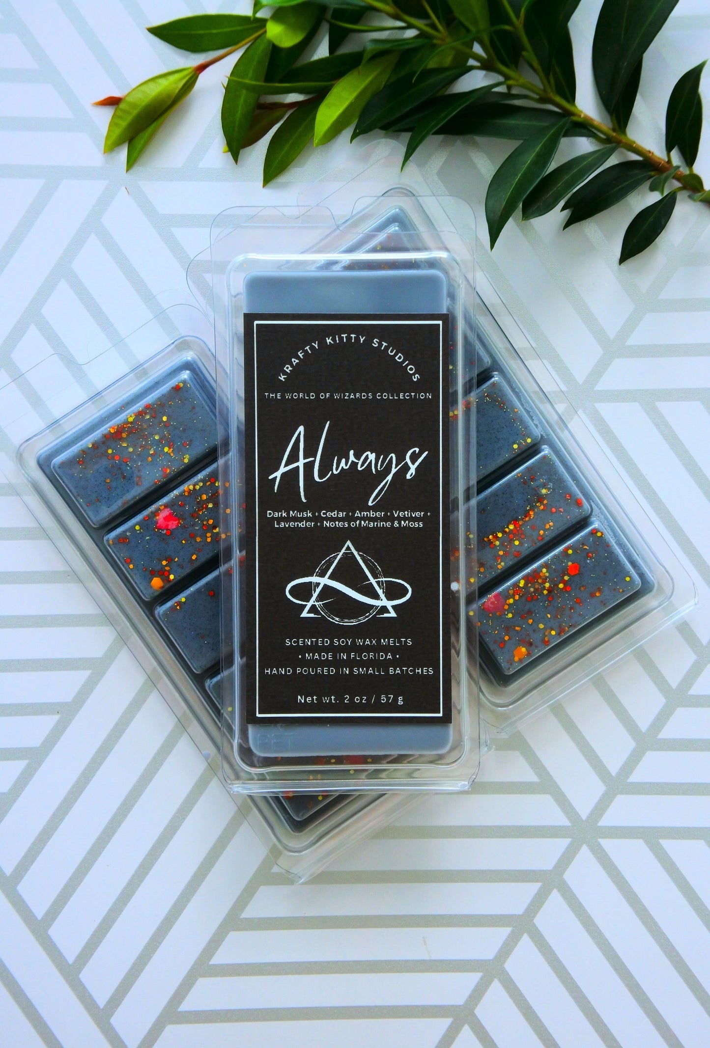 Always | Dark Musk + Cedar + Amber + Vetiver + Lavender + Notes of Marine & Moss | Wax Melt Snap Bar | World of Wizards Collection