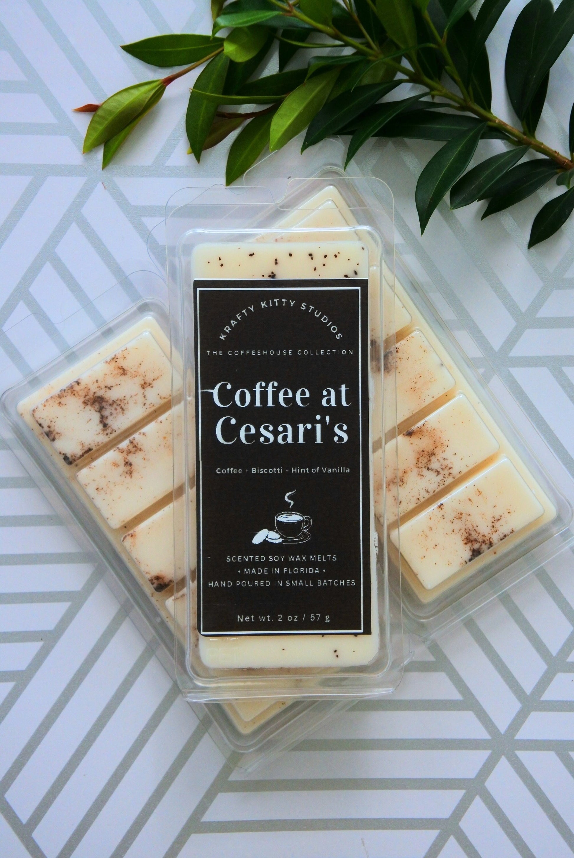 Coffee at Cesari's | Freshly Brewed Coffee + Crisp Biscotti | Wax Melt Snap Bar | Coffeehouse Collection