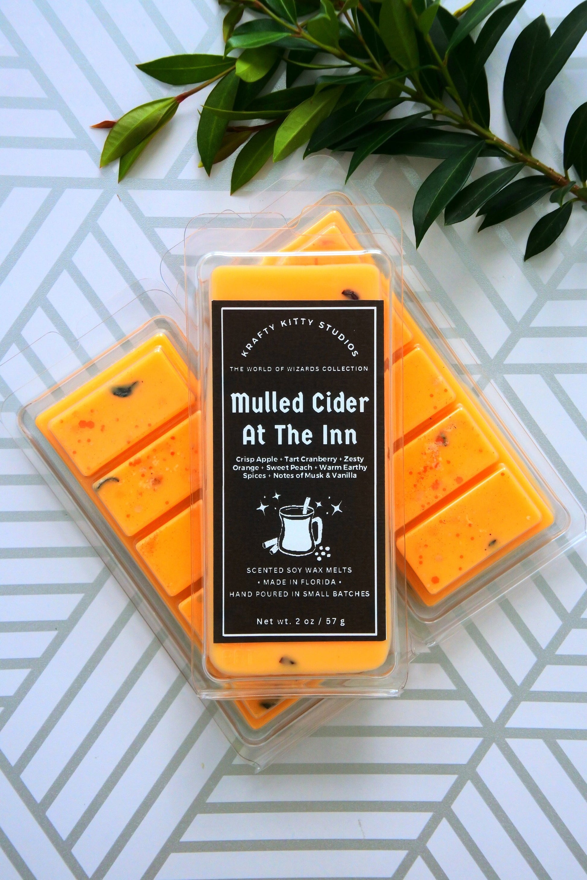 Mulled Cider at the Inn | Apple + Cranberry + Orange + Peach + Warm Spices + Notes of Musk & Vanilla | Wax Melt Snap Bar | World of Wizards