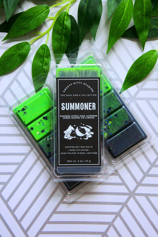 Summoner | Oakmoss, Citrus, Sage, Lavender, Amber, Incense, Fir, Spices | Natural Soy Wax Melt Snap Bar | Dark Magic Collection