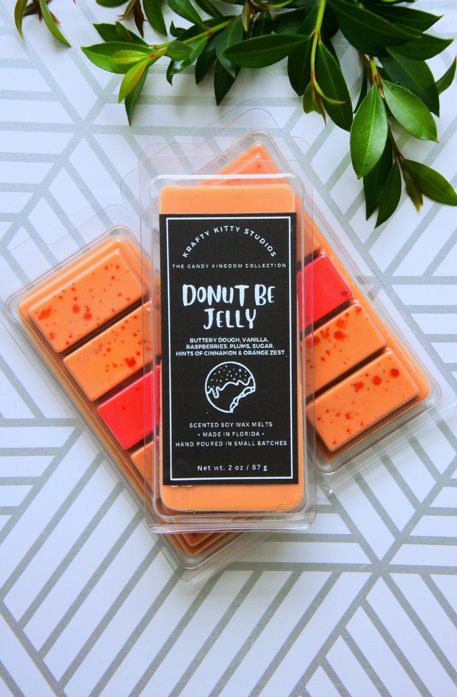 Donut Be Jelly | Buttery Dough, Vanilla, Sugar, Raspberry Plum Jelly, Cinnamon & Orange Zest | Natural Soy Wax Melt Snap Bar | Candy Kingdom