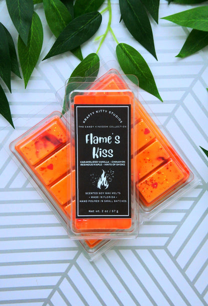 Flame’s Kiss | Caramelized Vanilla + Cinnamon + Resinous Maple + Hints of Smoke | Natural Soy Wax Melt Snap Bar | Candy Kingdom Collection