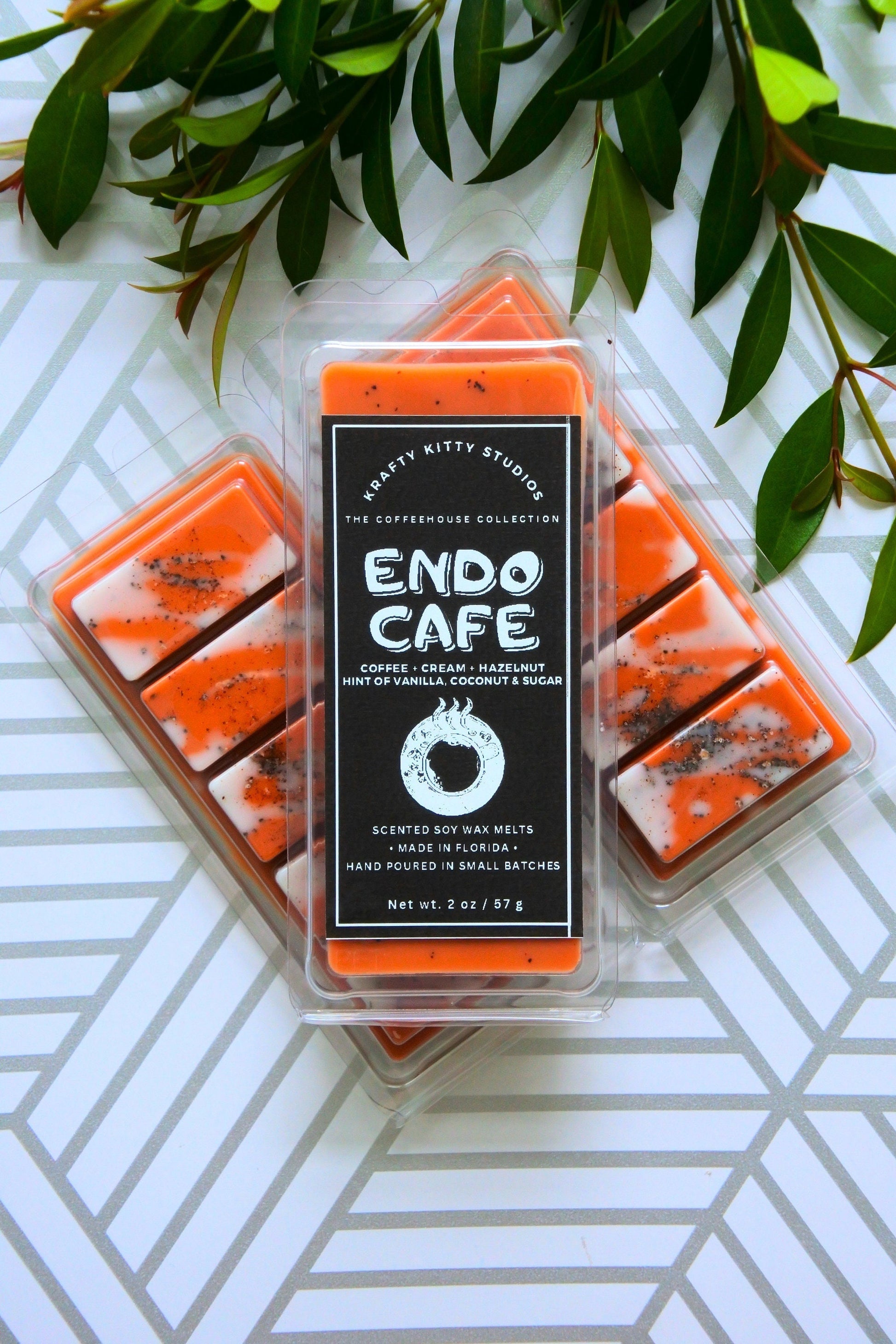 Endo Cafe | Coffee + Cream + Hazelnut + Hint of Vanilla, Coconut & Sugar | Natural Soy Wax Melt Snap Bar | Coffeehouse Collection