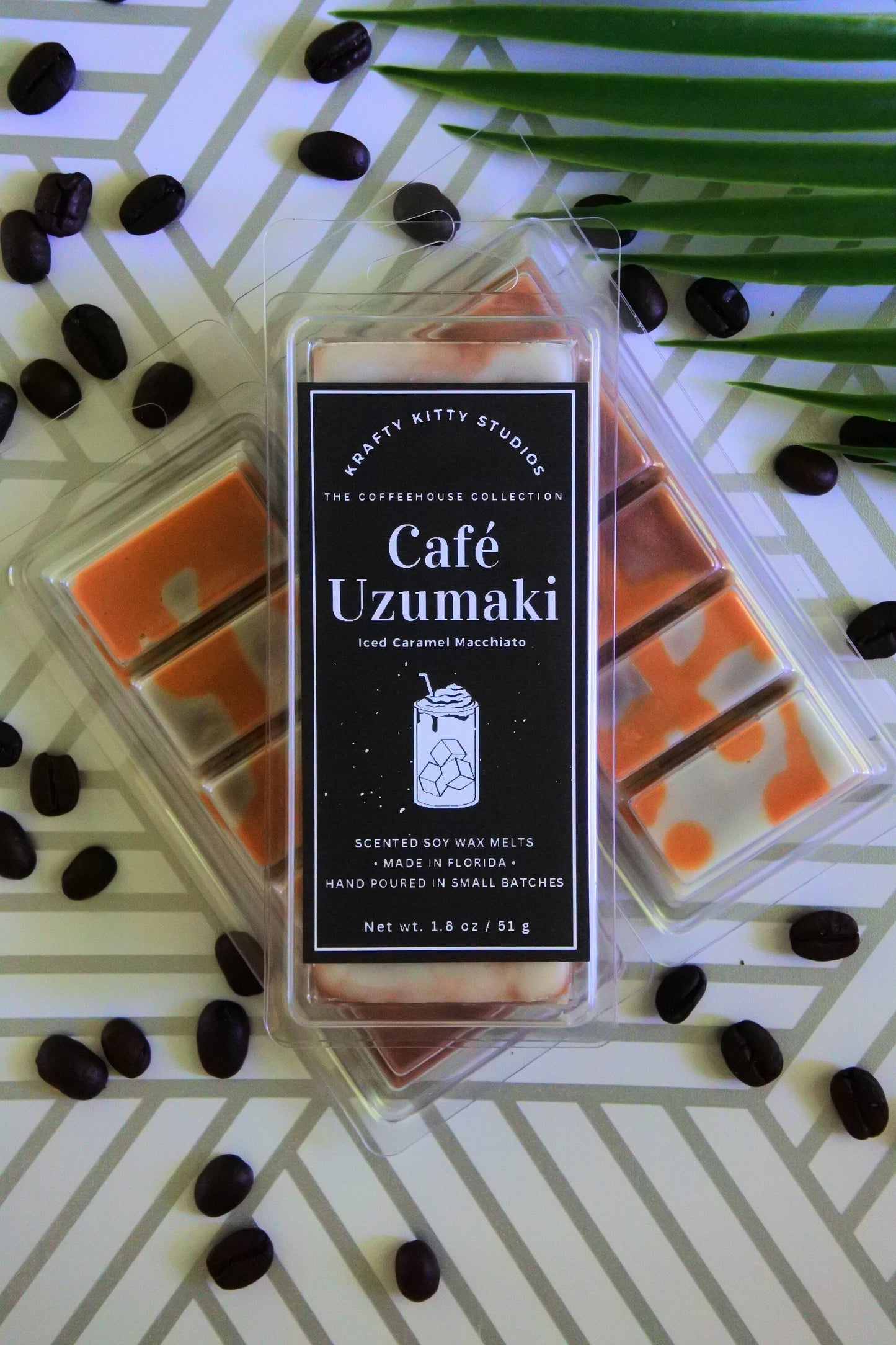 Café Uzumaki | Iced Caramel Macchiato - Fresh Brewed Espresso + Milk + Vanilla + Rich Caramel | Wax Melt Snap Bar | Coffeehouse Collection