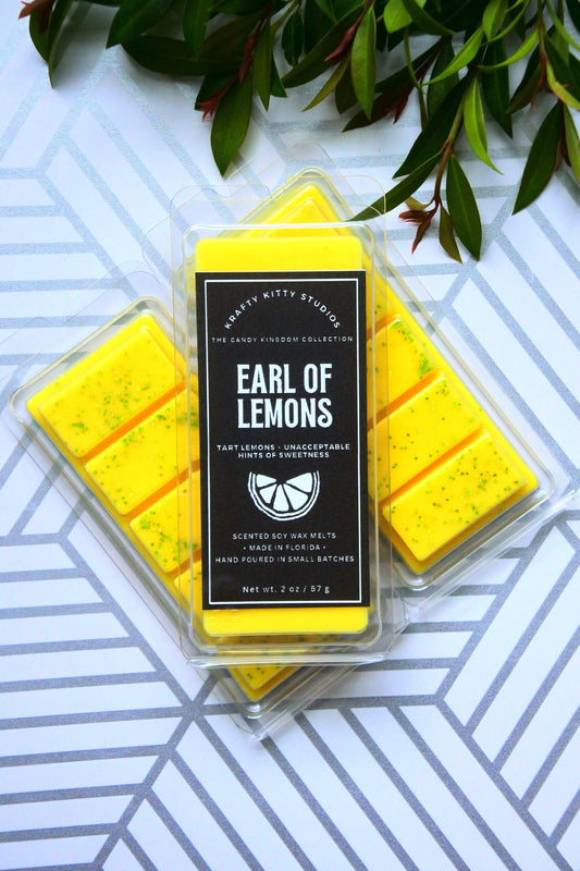 Earl of Lemons | Tart Lemons + Unacceptable Hints of Sweetness | Natural Soy Wax Melt Snap Bar | Candy Kingdom Collection