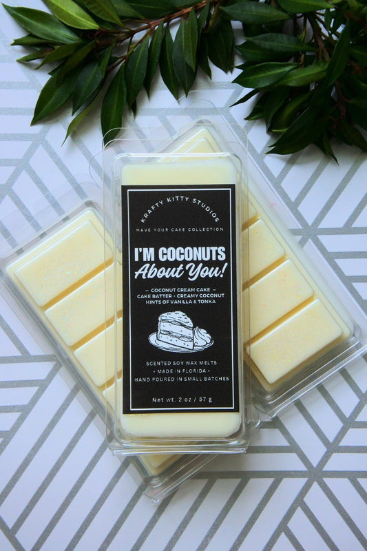 I'm Coconuts About You | Cake Batter, Creamy Coconut, Hints of Vanilla & Tonka | Natural Soy Wax Melt Snap Bar | Have Your Cake Collection