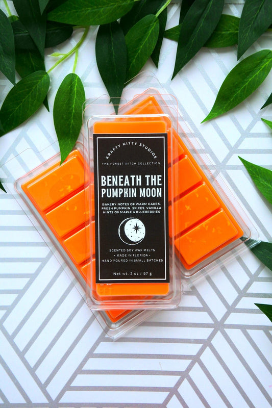 Beneath the Pumpkin Moon | Warm Cakes, Fresh Pumpkins, Spices, Vanilla, Maple & Blueberry | Natural Soy Wax Melt Snap Bar | Forest Witch