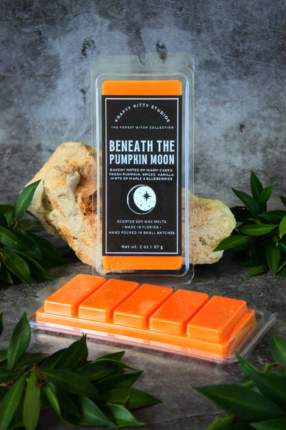 Beneath the Pumpkin Moon | Warm Cakes, Fresh Pumpkins, Spices, Vanilla, Maple & Blueberry | Natural Soy Wax Melt Snap Bar | Forest Witch