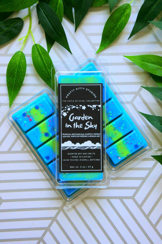 Garden in the Sky | Lush Tropical Botanicals, Earthy Green Leaves, Hints of Ozone & Salty Ocean Air | Natural Soy Wax Melt Snap Bar