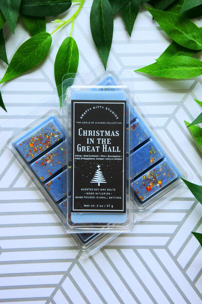 Christmas in the Great Hall | Snowy Pine, Festive Fruits, Eucalyptus, Hints of Juniper, Clove Buds & Amber | Soy Wax Melt | World of Wizards