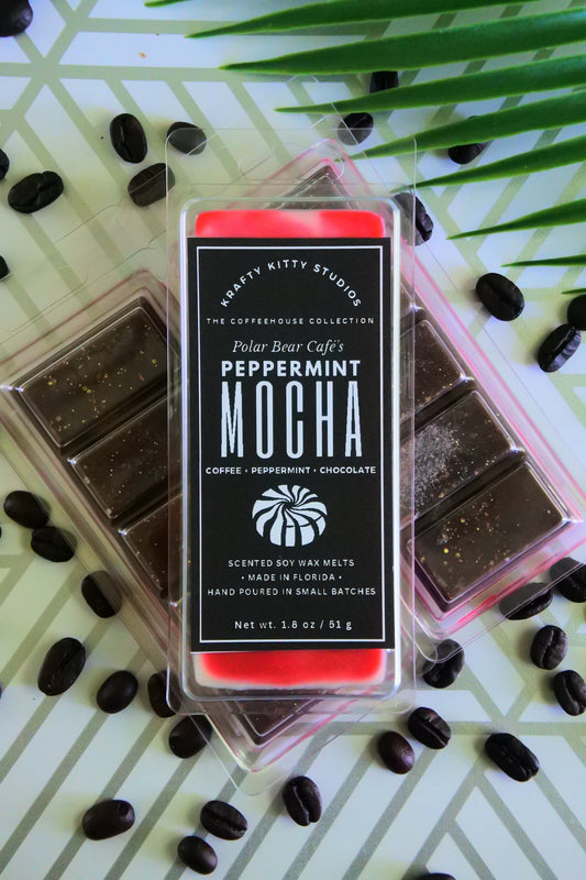 Peppermint Mocha | Fresh Brewed Espresso + Peppermint + Creamy Chocolate | Wax Melt Snap Bar | Coffeehouse Collection