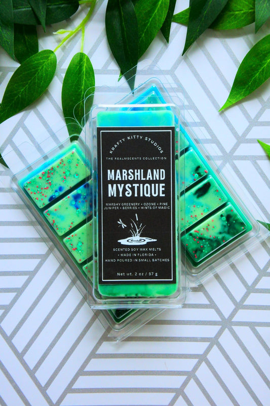 Marshland Mystique | Marshy Greenery + Ozone + Pine + Juniper + Berries + Hints of Magic | Natural Soy Wax Melt Snap Bar | Realmscents