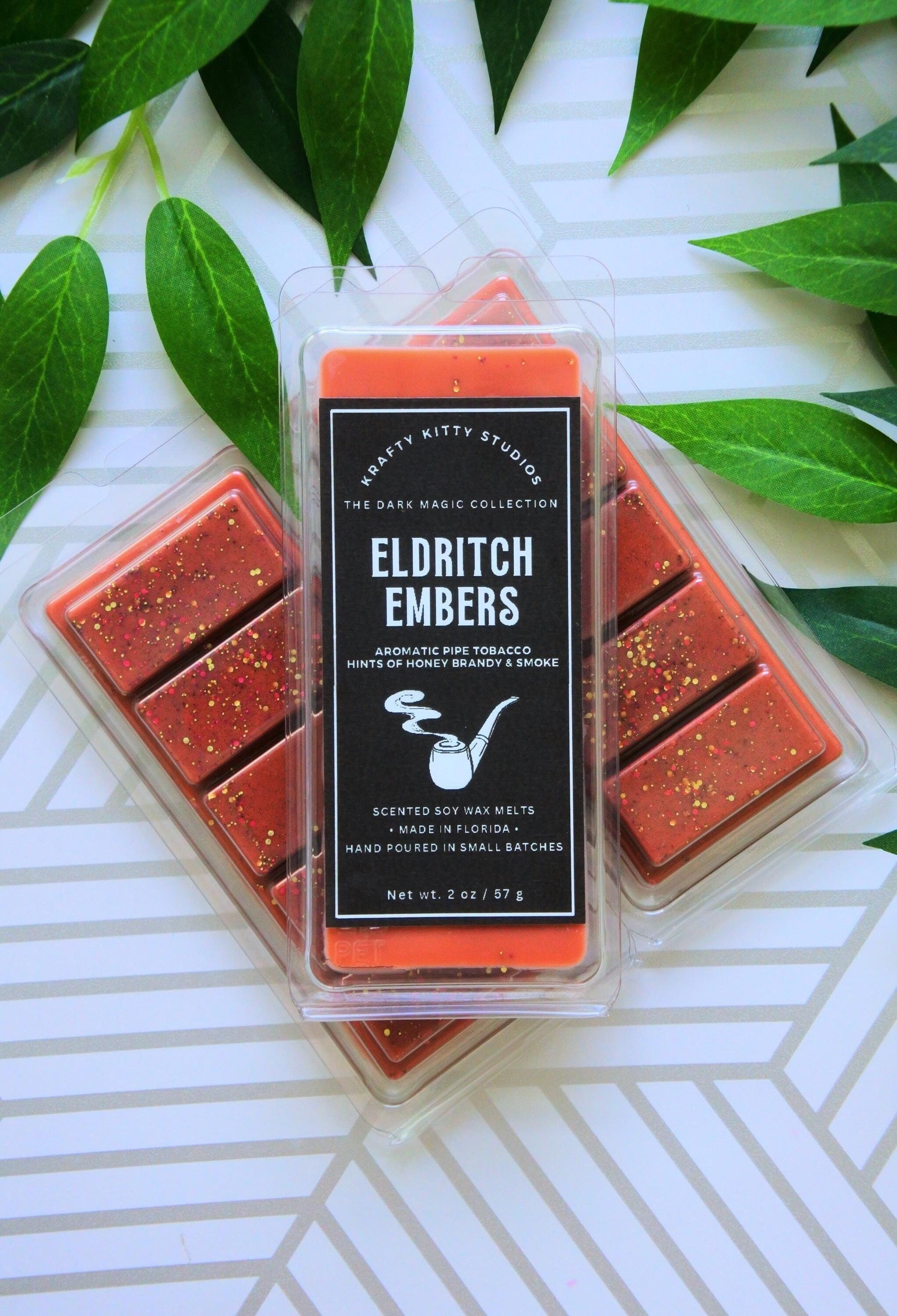 Eldritch Embers | Aromatic Pipe Tobacco + Hints of Honey Brandy & Smoke | Natural Soy Wax Melt Snap Bar | Dark Magic Collection