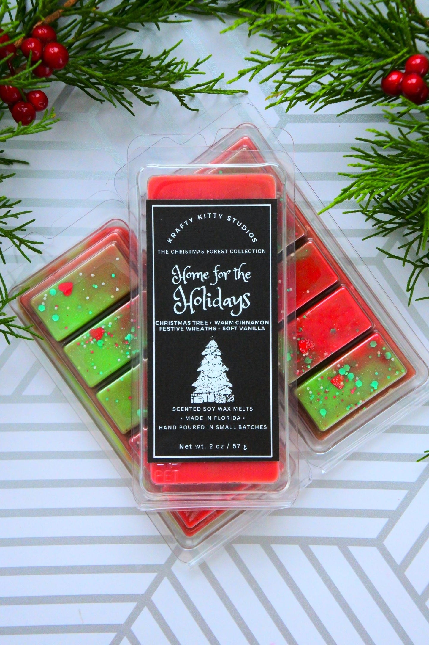 Home for the Holidays | Evergreens + Warm Cinnamon + Herbal Greenery + Vanilla | Natural Soy Wax Melt Snap Bar | Christmas Forest Collection