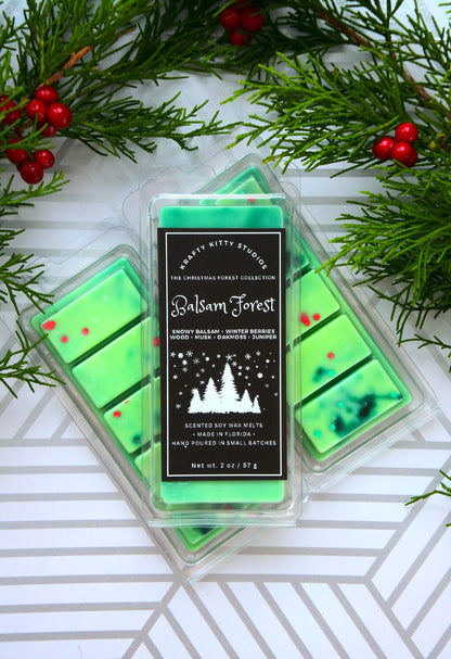 Balsam Forest | Snowy Balsam, Winter Berries, Wood, Musk, Oakmoss & Juniper | Natural Soy Wax Melt Snap Bar | Christmas Forest Collection