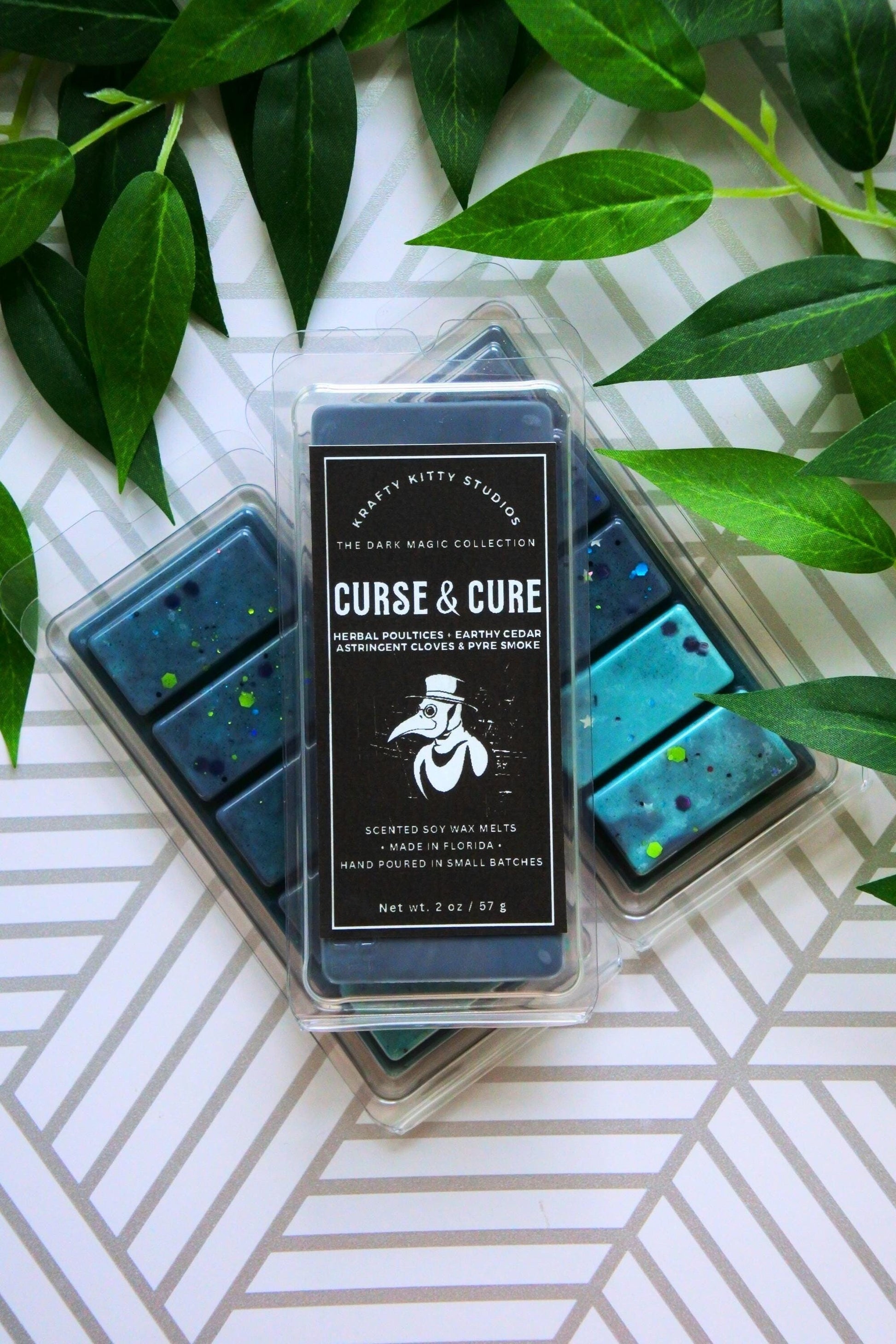 Curse & Cure | Pyre Smoke + Herbal Poultices + Earthy Cedar + Astringent Cloves | Natural Soy Wax Melt Snap Bar | Dark Magic Collection