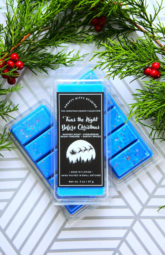 Twas the Night Before Christmas | Wintery Night, Evergreens, Fireside, Spices | Natural Soy Wax Melt Snap Bar | Christmas Hearth Collection