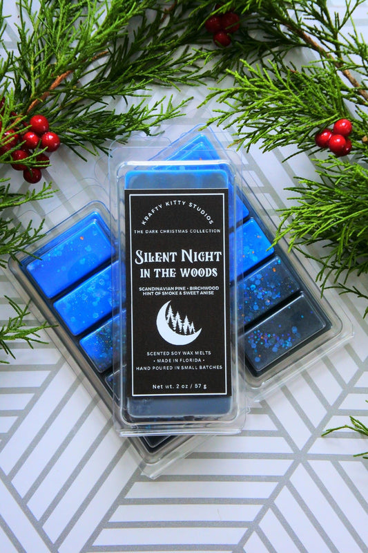 Silent Night In the Woods | Scandinavian Pine, Birchwood, Midnight Smoke & Sweet Anise | Natural Soy Wax Melt Snap Bar | Dark Christmas