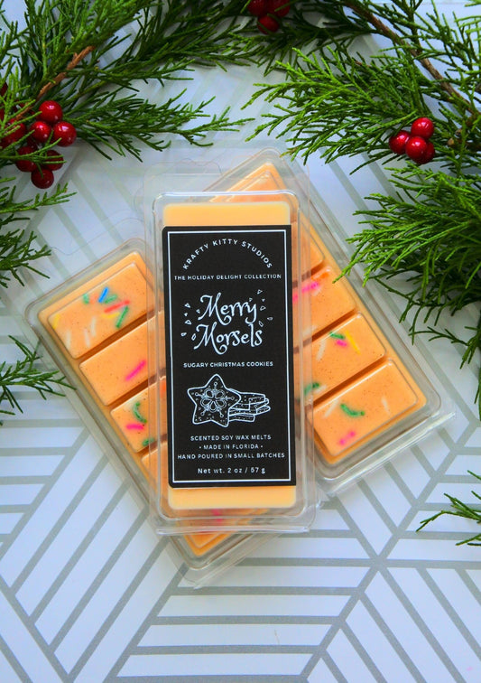 Merry Morsels | Christmas Cookies: Butter, Sugar, Vanilla & Spices | Natural Soy Wax Melt Snap Bar | Holiday Delight Collection