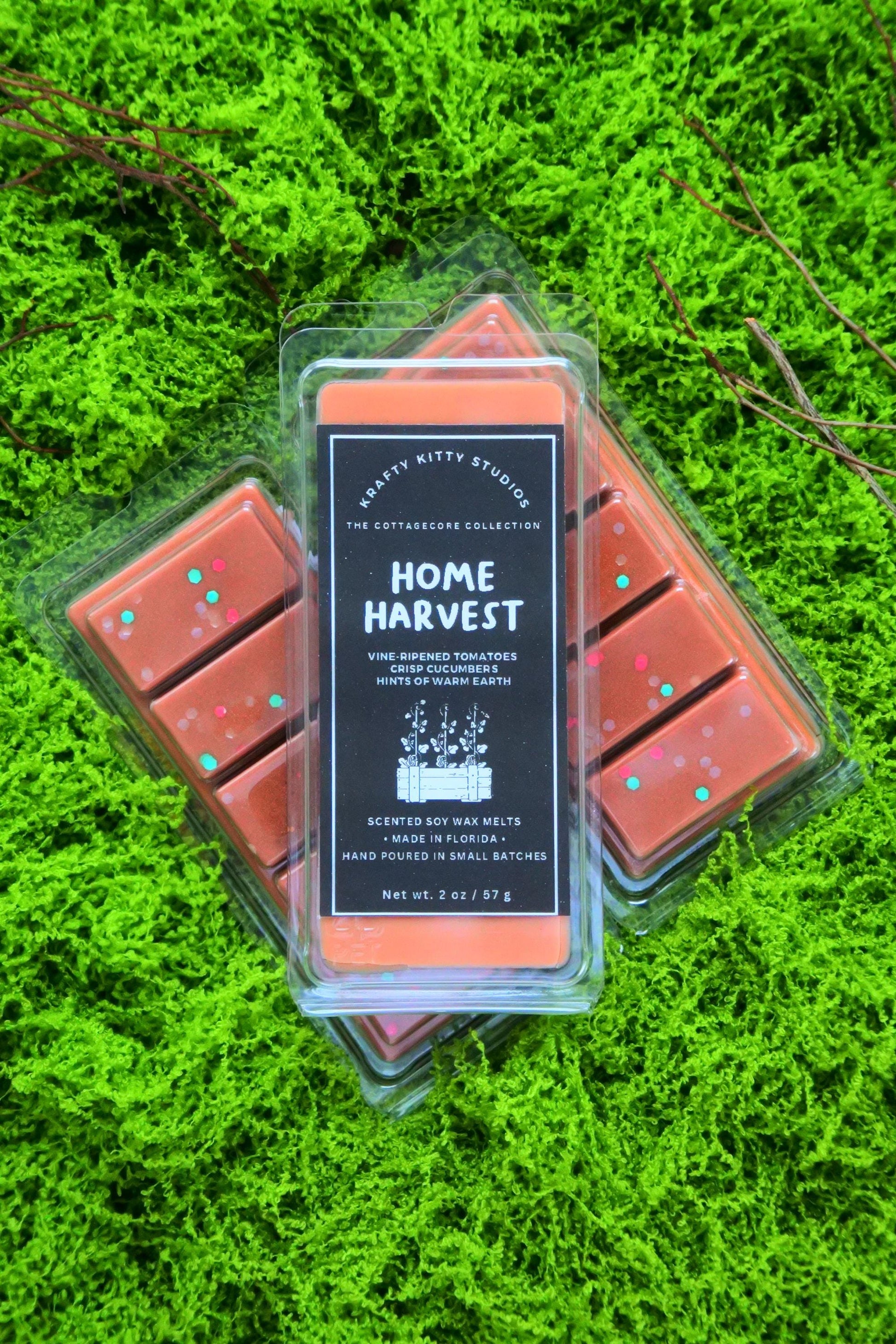 Home Harvest | Vine-Ripened Tomatoes, Crisp Cucumbers, Hints of Warm Earth | Natural Soy Wax Melt Snap Bar | Cottagecore Collection