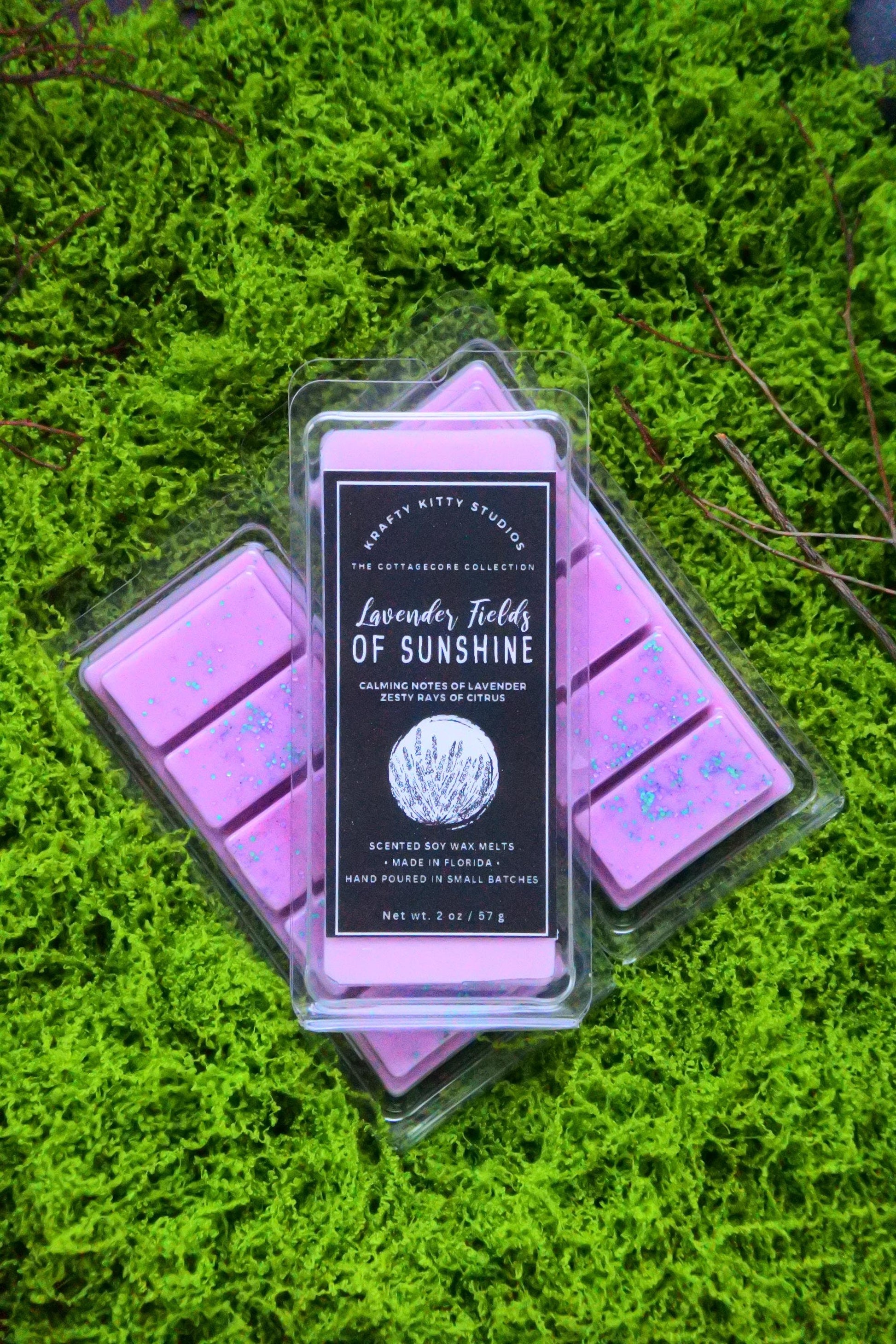 Lavender Fields of Sunshine | Calming notes of Lavender + Zesty Rays of Citrus | Natural Soy Wax Melt Snap Bar | Cottagecore Collection