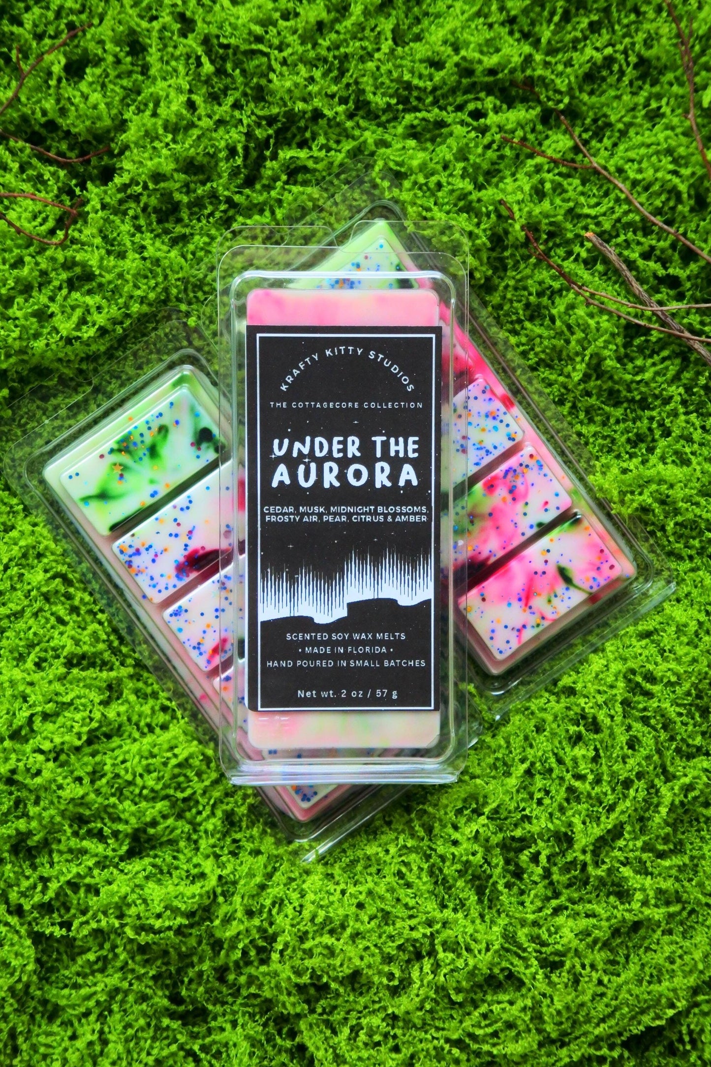 Under the Aurora | Cedar, Musk, Midnight Blossoms, Frosty Air, Pear, Citrus & Amber | Natural Soy Wax Melt Snap Bar | Cottagecore Collection