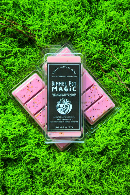 Simmer Pot Magic | Tart Apples, Green leaves, Cinnamon Bark, Allspice | Natural Soy Wax Melt Snap Bar | Cottagecore Collection