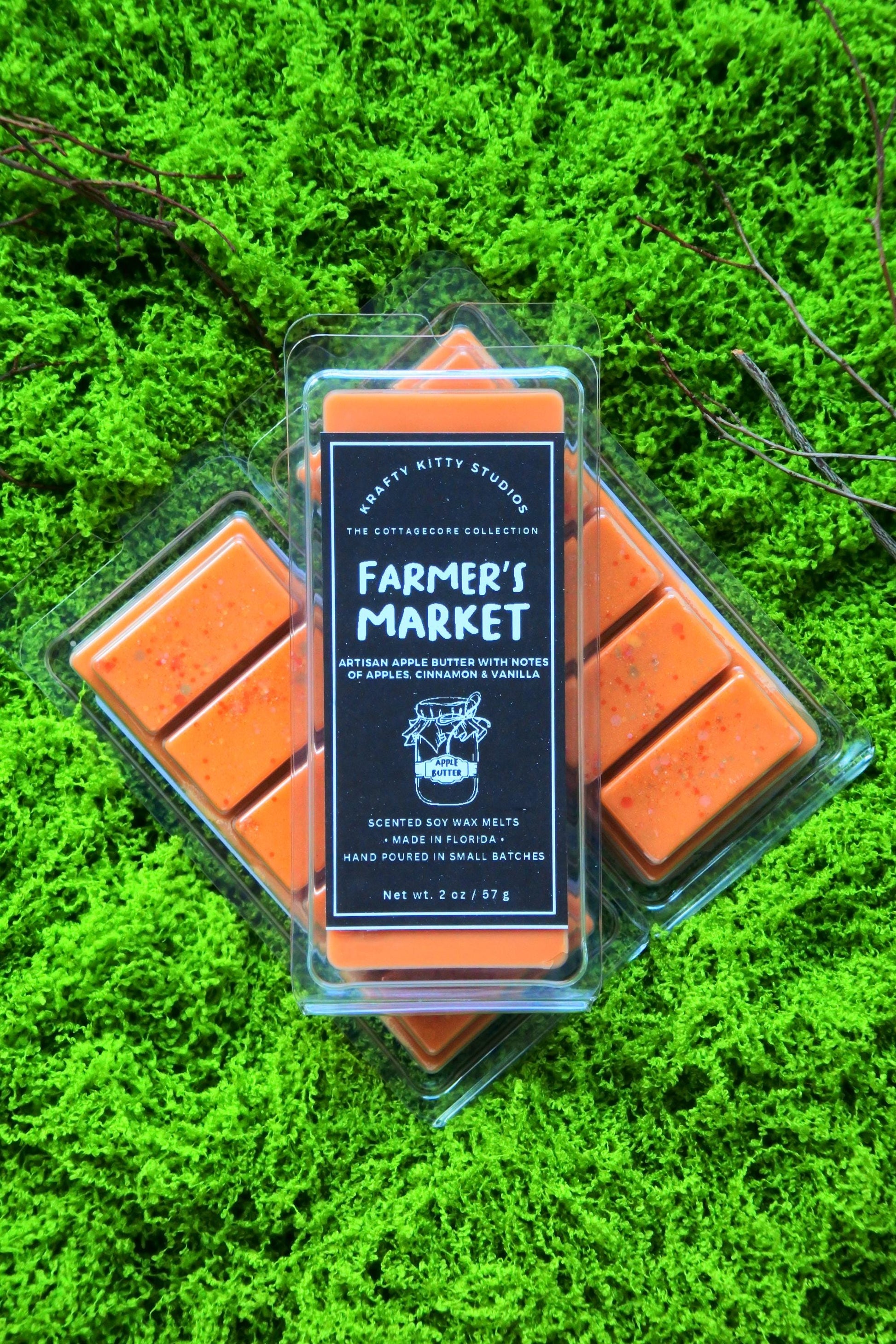 Farmer’s Market | Artisan Apple Butter with Notes of Apples, Cinnamon & Vanilla | Natural Soy Wax Melt Snap Bar | Cottagecore Collection