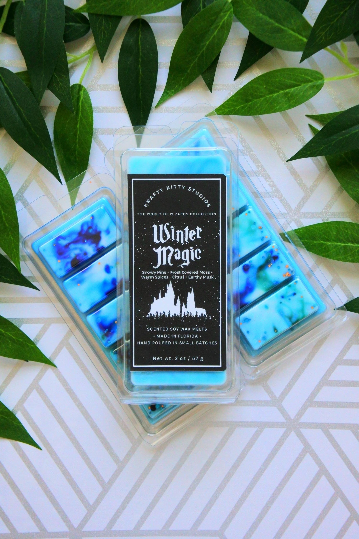 Winter Magic | Snowy Pine + Frost Covered Moss + Warm Spices + Citrus + Earthy Musk | Wax Melt Snap Bar | World of Wizards Collection
