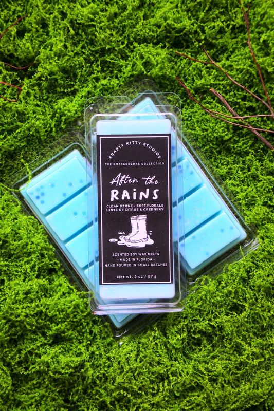 After the Rains | Clean Ozone, Soft Florals, Hints of Citrus & Greenery | Natural Soy Wax Melt Snap Bar | Cottagecore Collection