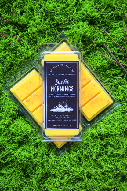 Sunlit Mornings | Yuzu, Lemons, Green Leaves, Hints of Cedar & Forest Herbs | Natural Soy Wax Melt Snap Bar | Cottagecore Collection