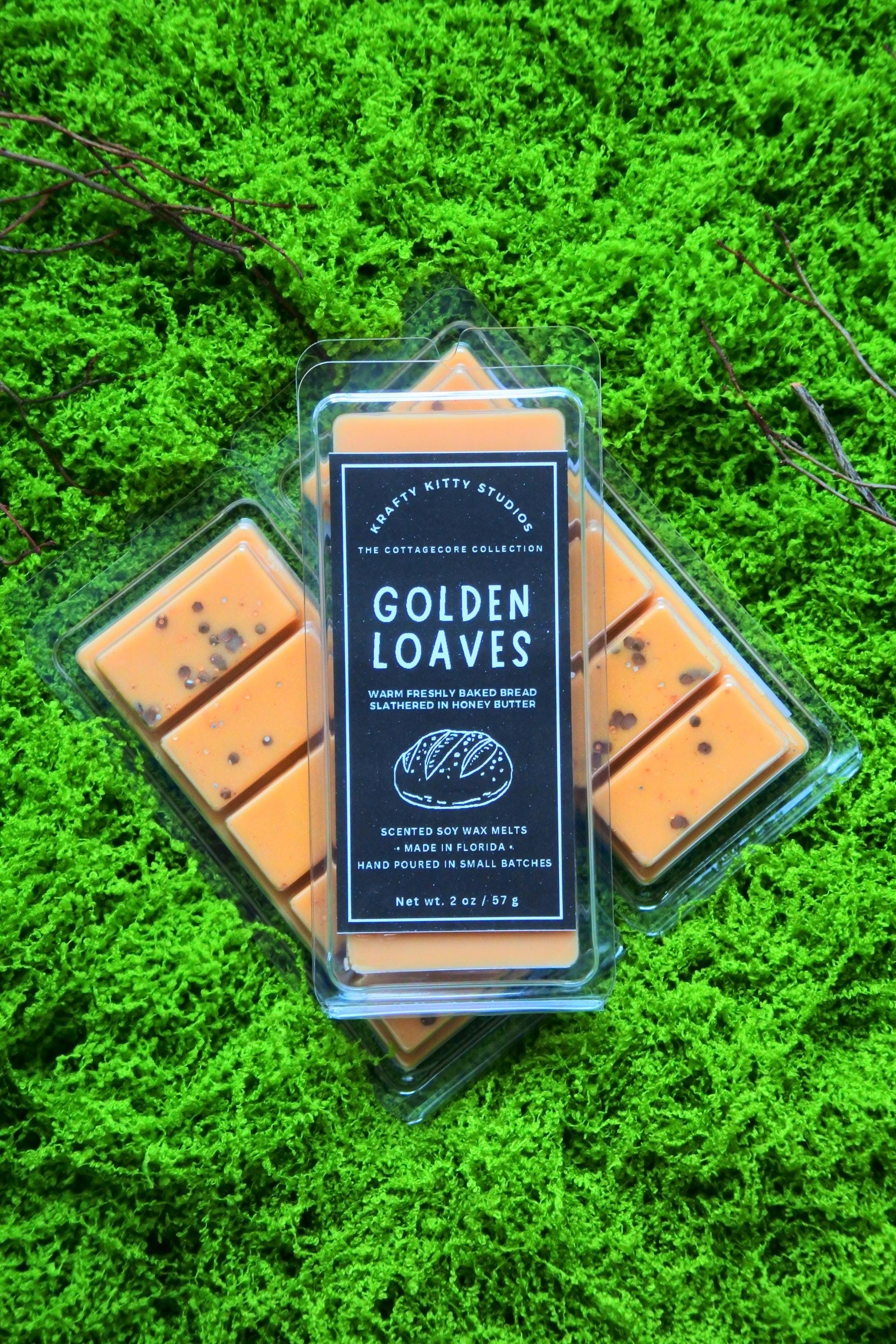 Golden Loaves | Warm Freshly Baked Bread Slathered in Honey Butter | Natural Soy Wax Melt Snap Bar | Cottagecore Collection