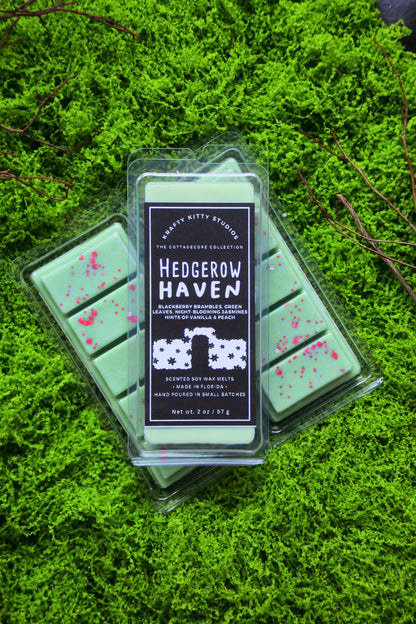 Hedgerow Haven | Blackberry Bramble, Green Leaves, Jasmine, Hint of Vanilla & Peach | Natural Soy Wax Melt Snap Bar | Cottagecore Collection