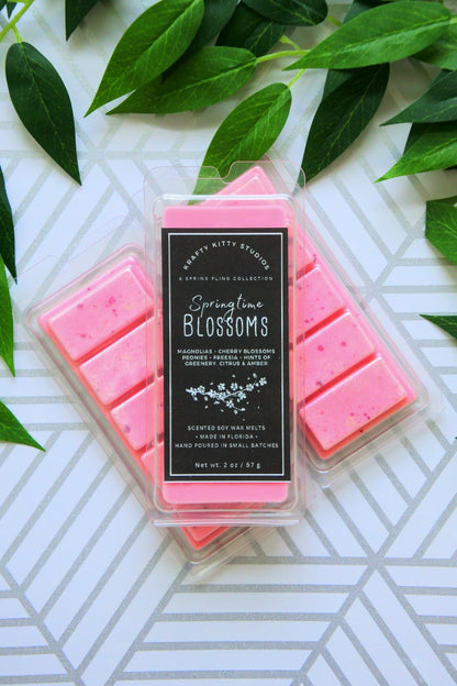 Springtime Blossoms | Magnolia, Cherry Blossom, Peony, Freesia, Greenery, Citrus & Amber | Natural Soy Wax Melt Snap Bar | Spring Fling