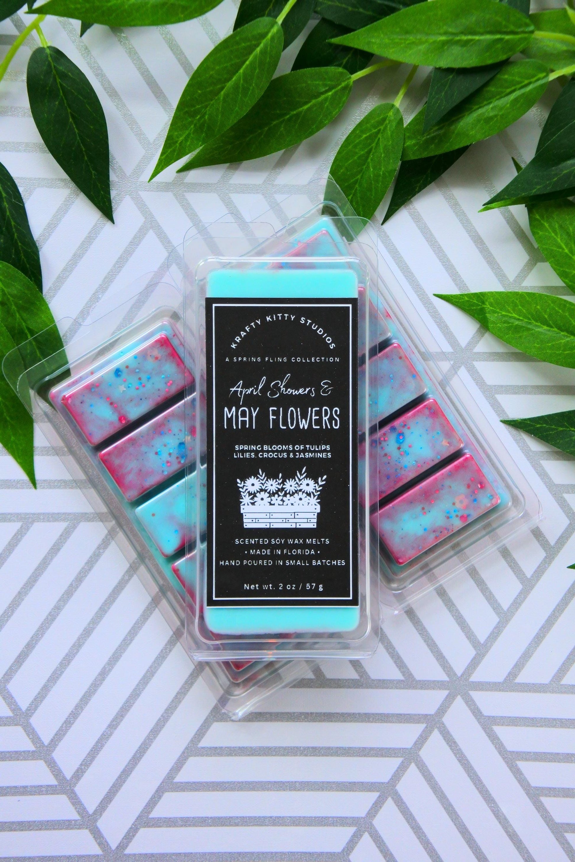 April Showers & May Flowers | Spring Blooms of Tulips, Lilies, Crocus, Jasmines | Natural Soy Wax Melt Snap Bar | Spring Fling Collection