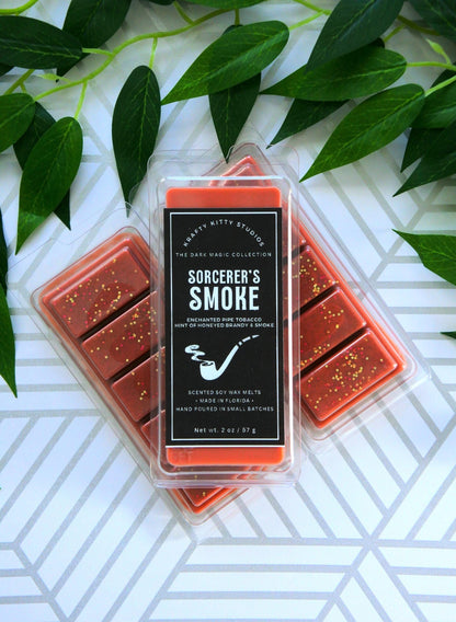 Sorcerer's Smoke | Enchanted Pipe Tobacco + Hints of Honeyed Brandy & Smoke | Natural Soy Wax Melt Snap Bar | Dark Magic Collection