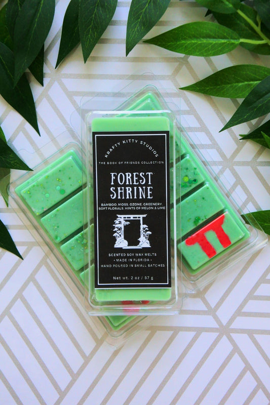 Forest Shrine: Bamboo, Moss, Ozone, Greenery, Soft Florals, Melon, Lime | Soy Wax Melt Snap Bar
