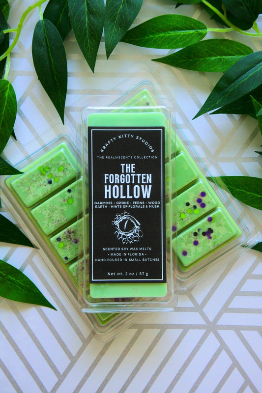 The Forgotten Hollow | Oakmoss + Ozone + Ferns + Wood + Earth + Hints of Florals & Musk | Natural Soy Wax Melt Snap Bar | Realmscents