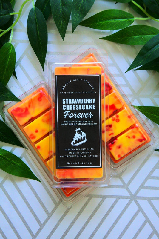 Strawberry Cheesecake Forever | Creamy Cheesecake + Swirls of Strawberry Jam | Natural Soy Wax Melt Snap Bar | Have Your Cake Collection