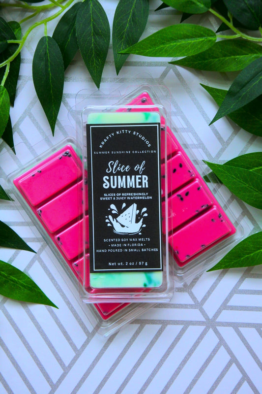 Slice of Summer | Slices Of Refreshingly Sweet & Juicy Watermelon | Natural Soy Wax Melt Snap Bar | Summer Sunshine Collection