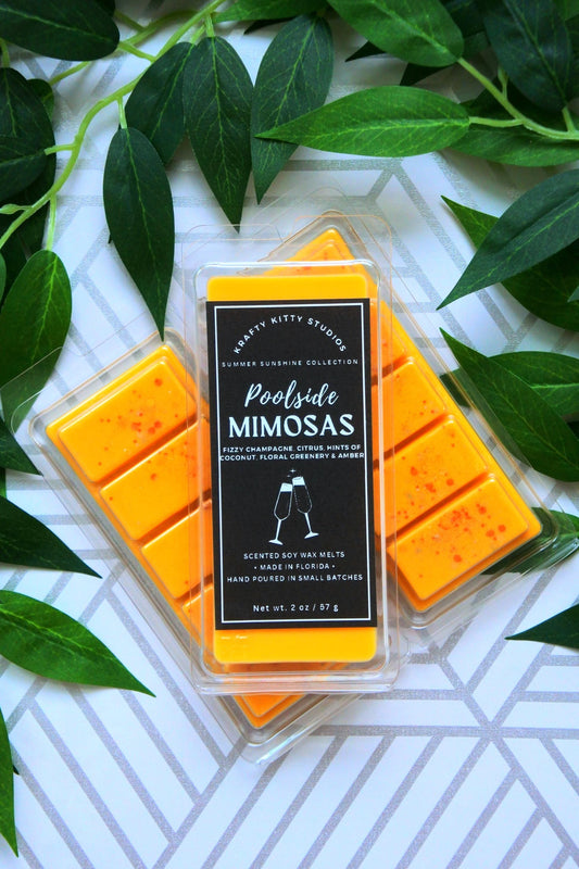 Poolside Mimosas | Fizzy Champagne, Citrus, Coconut, Floral Greenery & Amber | Natural Soy Wax Melt Snap Bar | Summer Sunshine Collection