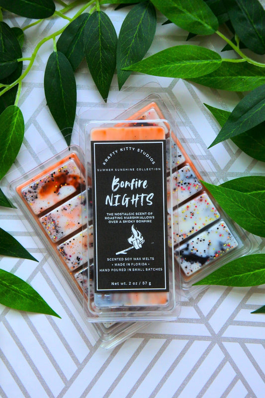 Bonfire Nights | Roasting Marshmallows Over A Smoky Bonfire | Natural Soy Wax Melt Snap Bar | Summer Sunshine Collection