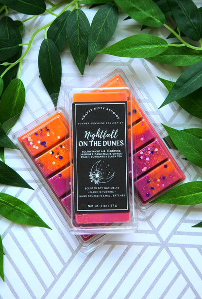 Nightfall on the Dunes | Night Jasmines, Dark Plums, Citrus, Peach, Currants & Black Tea | Natural Soy Wax Melt Snap Bar | Summer Sunshine